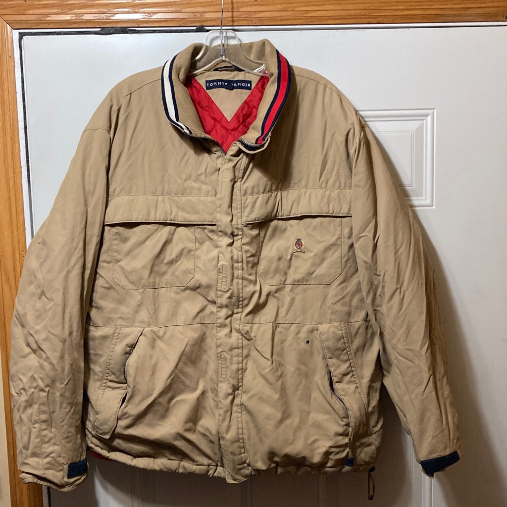 Vintage Tommy Hilfiger Men's Beige Jacket Xxl As Is